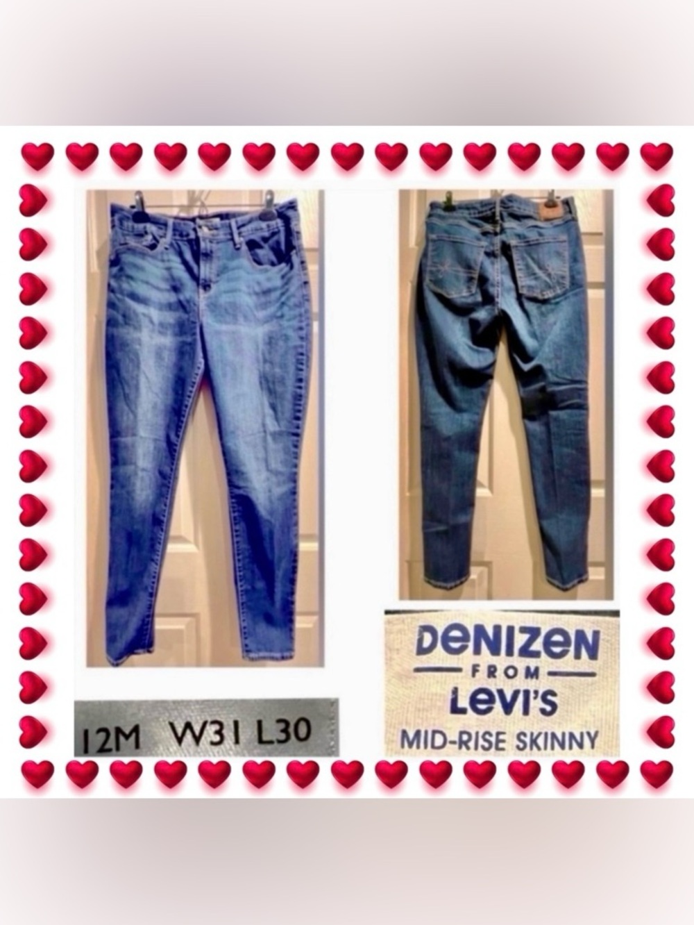 Jeans - Levi’s Denizen mid rise skinny - size 12M - stretch - W31xL30 - no flaws